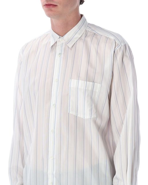 Comme des Garçons White Striped Cupro Shirt for men