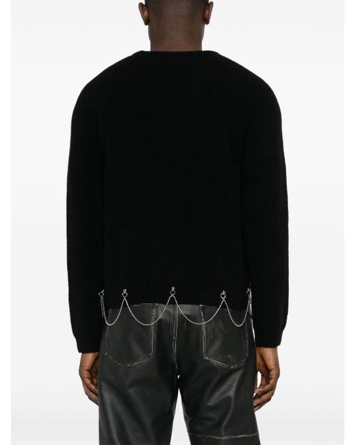 Random Identities White Long-Sleeved Chain-Embellished Jumper for men