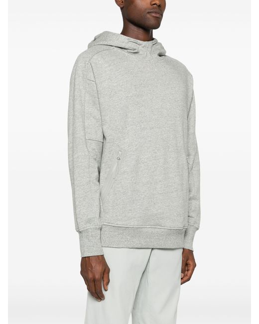 C P Company Gray Diagonal Raised Fleece Goggle Hooded Sweatshirt Clothing for men