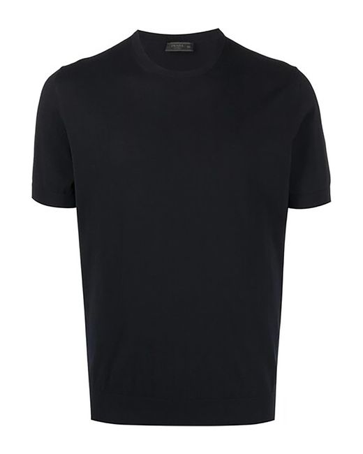 Prada Black Logo-Embroidered Cotton T-Shirt for men