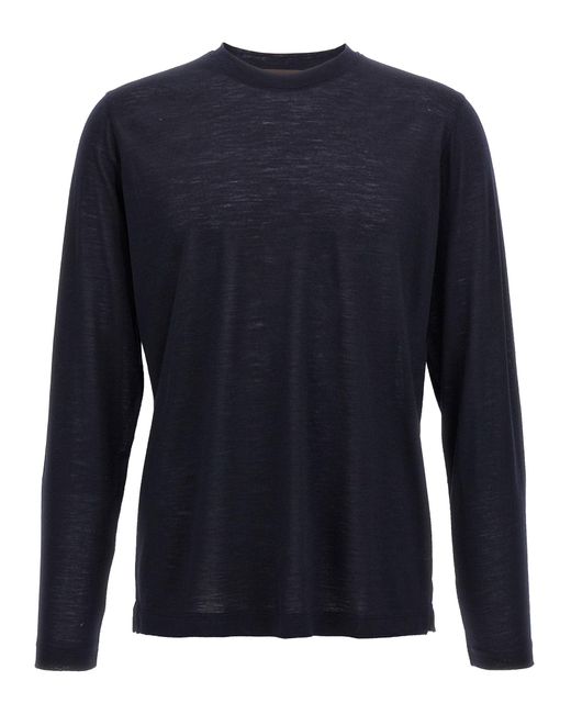 T-shirt en laine légère Zanone en coloris Blue