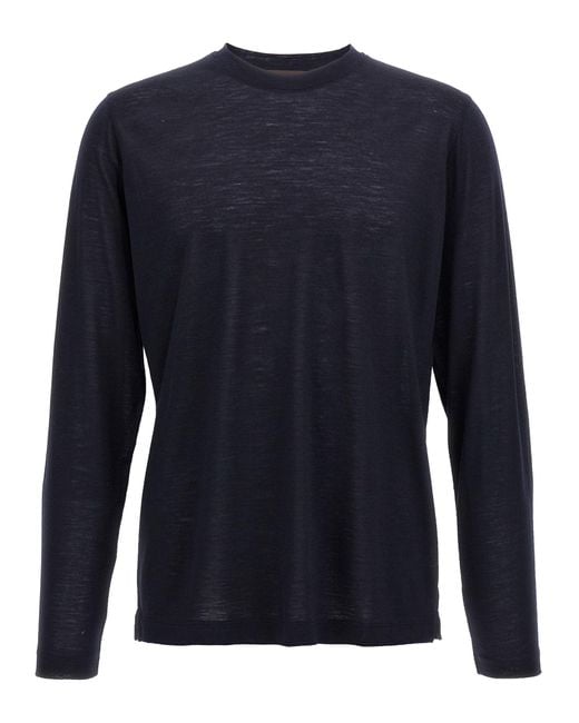 Zanone Blue Light Wool T Shirt