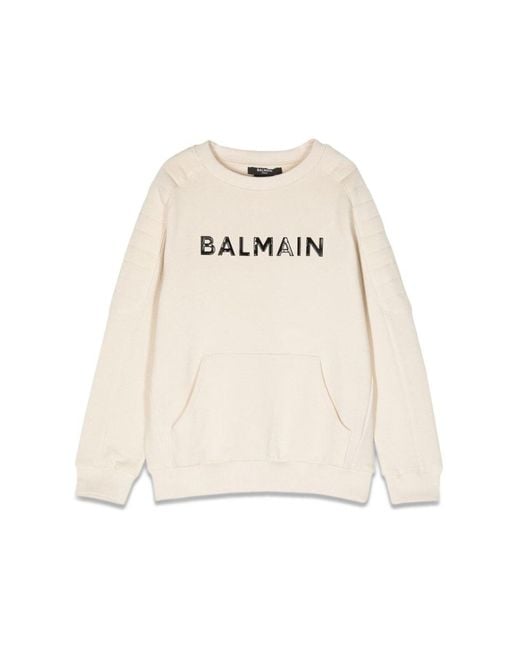 Balmain Natural Logo Crewneck Sweatshirt