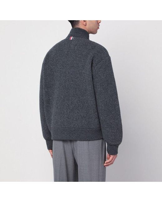 Thom Browne Blue Wool Zip Up Cardigan for men