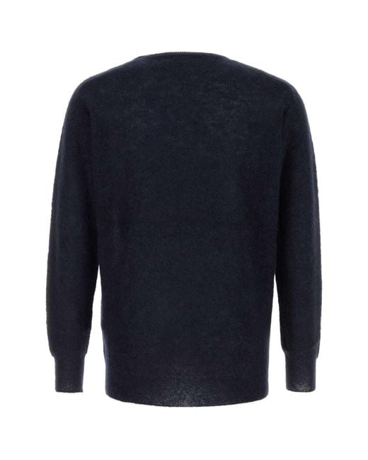 Auralee Blue Midnight Alpaca Blend Sweater for men