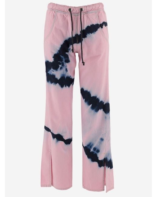 DON'T @ ME Pink Cotton Jeans With Tie Dye Pattern