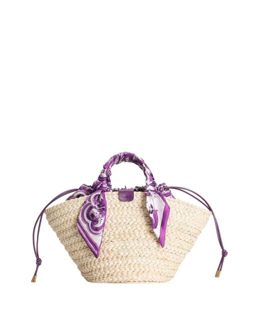 Dolce & Gabbana Kendra Small Straw Tote in het Pink
