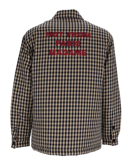 Drole de Monsieur Gray Check Overshirt With Slogan