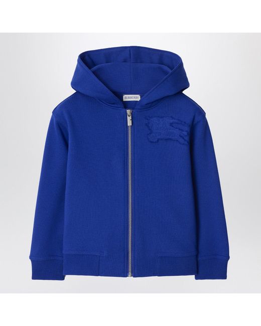 Burberry Blue Electric Cotton Hooded Sweatshirt With Ekd Logo for men