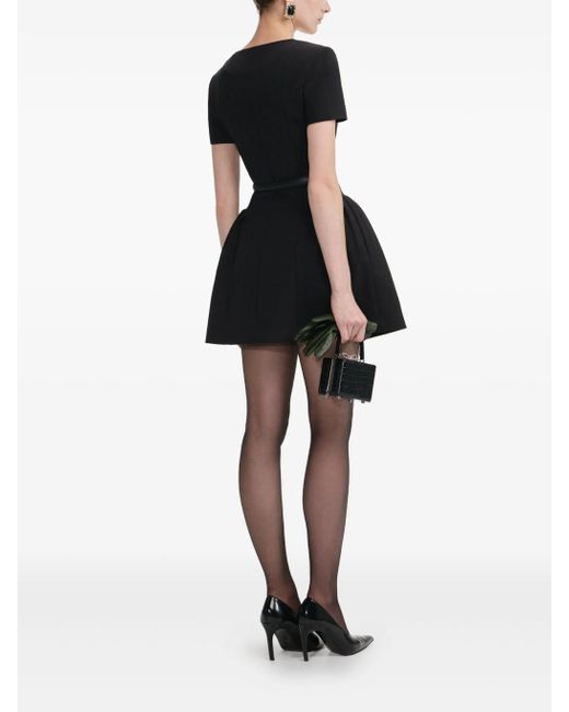 Self-Portrait Black Crepe Short Sleeve Mini Dress