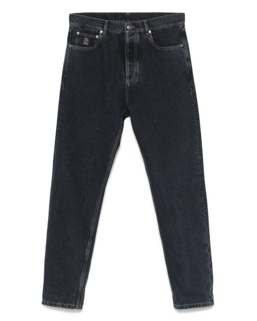 Jean À Logo Brodé Brunello Cucinelli pour homme en coloris Blue