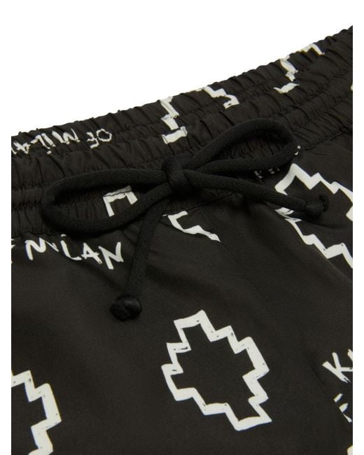 Marcelo Burlon Black Basic Logo Aop Beachwear Shor for men