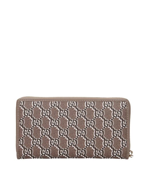 Gucci Gray Portafogli Donna Tessuto Grigio/Tortora