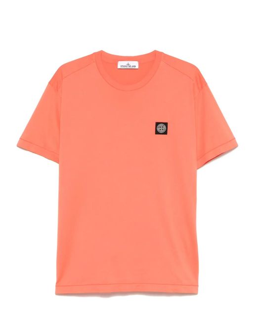 Stone Island T Shirts En Polos Red in het Orange voor heren