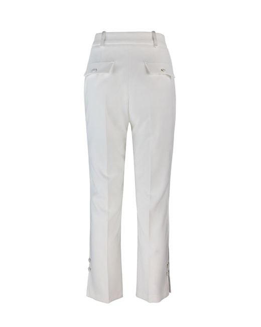 Elisabetta Franchi White Smoking Crêpe Trousers With Satin Bands