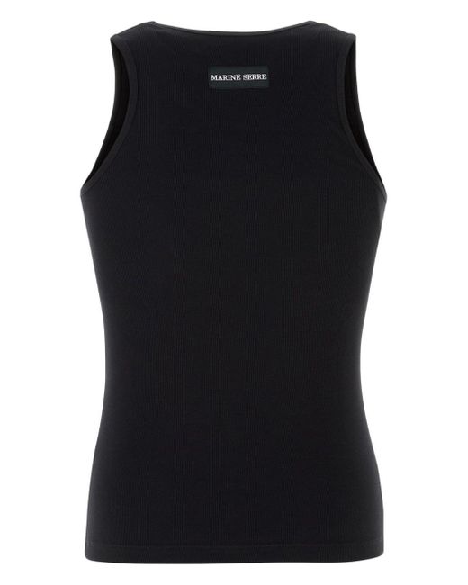 MARINE SERRE Black Moon Cotton Tank Top