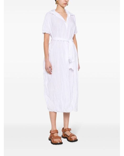 Daniela Gregis White Crinkled-Effect Midi Dress