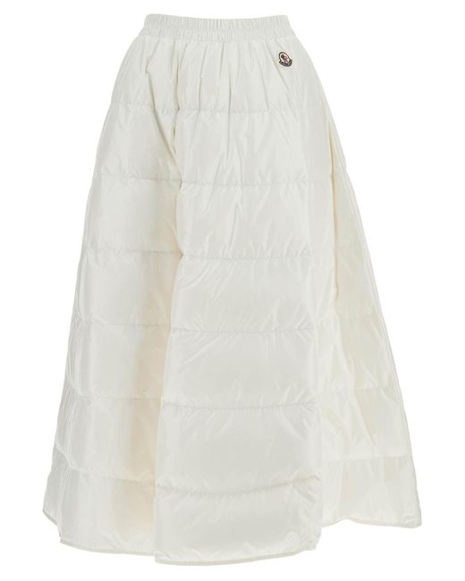 Gonna Midi Imbottita Imbottita di Moncler in White