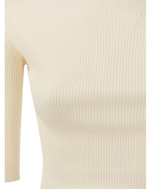 Peserico Natural Tricot Jersey With Half Sleeves