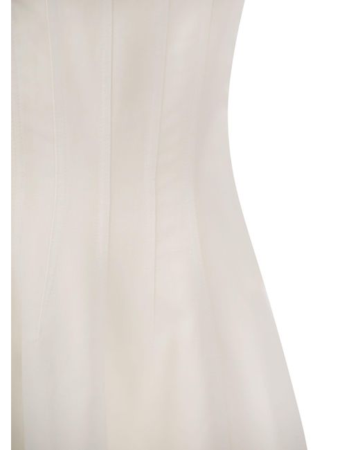 Brunello Cucinelli White Fluid Viscose And Linen Twill Dress