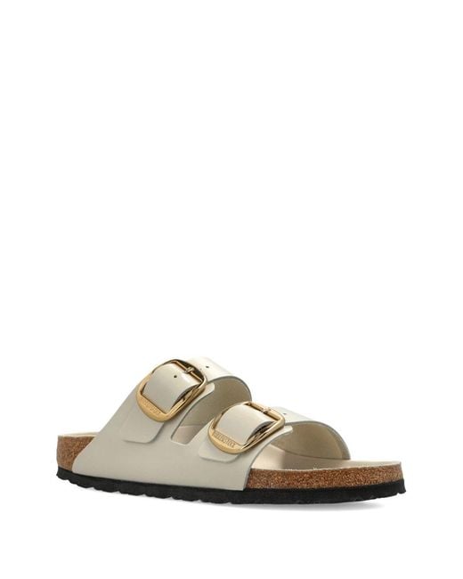 Birkenstock White Arizona Big Buckle Hex Shine Oyster, Natural Lea