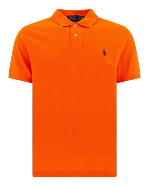 Polo Ralph Lauren Orange Pique Polo Shirt for men
