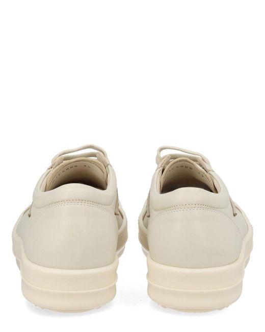 Rick Owens White Leather Low-Top Sneakers