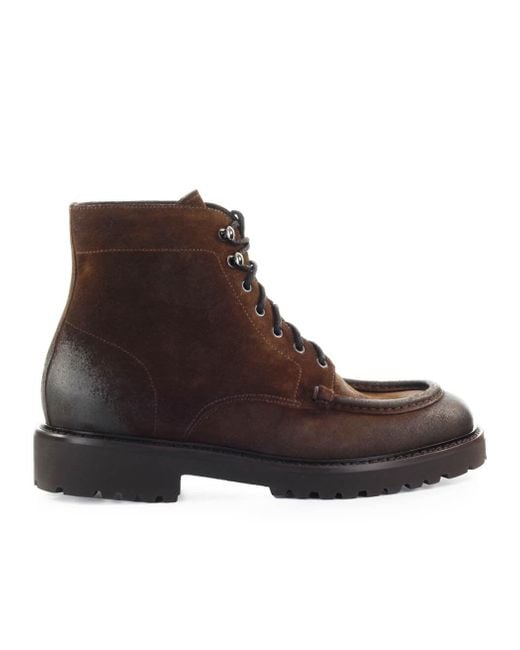 Doucal's Brown Dark Suède Combat Boot for men