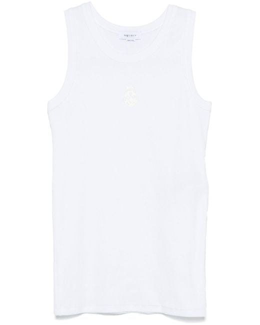 McQueen White Alexander Mc Queen Skull Cotton Tank Top