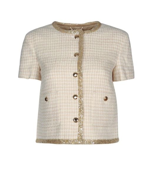 Miu Miu Natural Check-Pattern Tweed Jacket