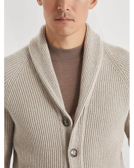 Cárdigan de cuello de algodón V Brunello Cucinelli de hombre de color Gray