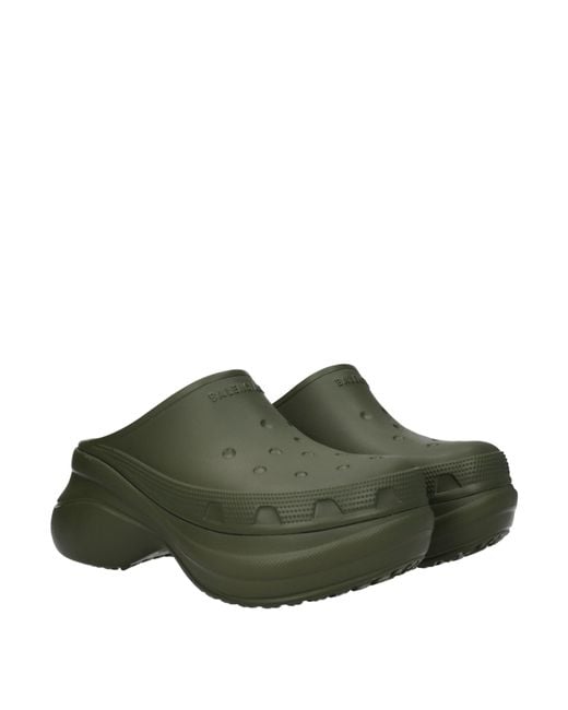 Balenciaga Green Crocs Clogs And Slides Rubber/Khaki