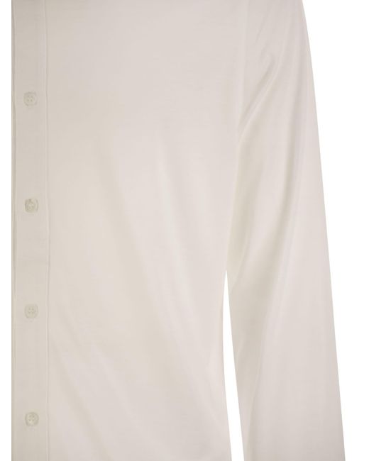 Majestic White Long-Sleeved Lyocell And Cotton Shirt for men