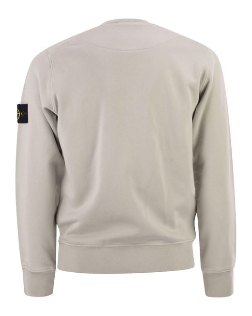 Stone Island Gray Regular Fit Crew Neck Sweatshirt With Raglan Sleeves for men