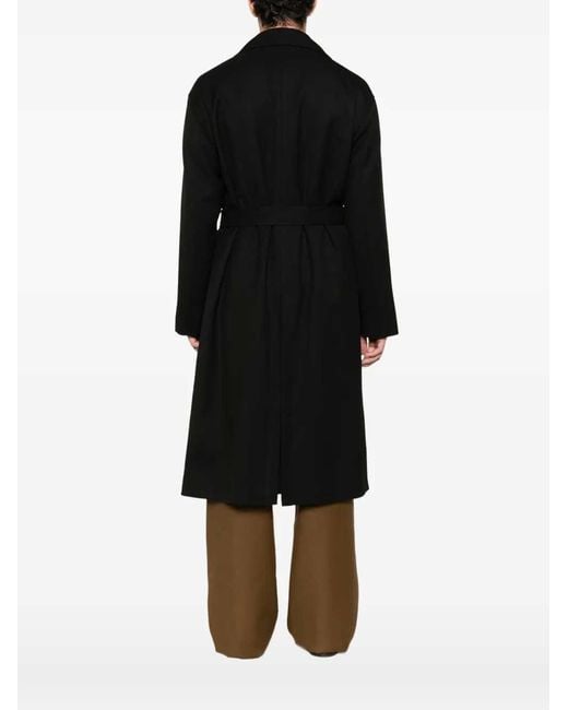 Lardini Black Double-Breasted Coat With Belt for men