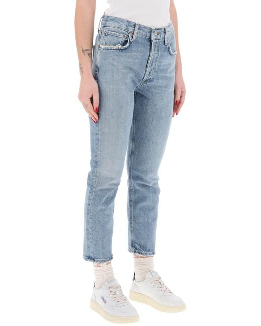 Agolde High Tailed Straight Cropted Jeans In De in het Blue
