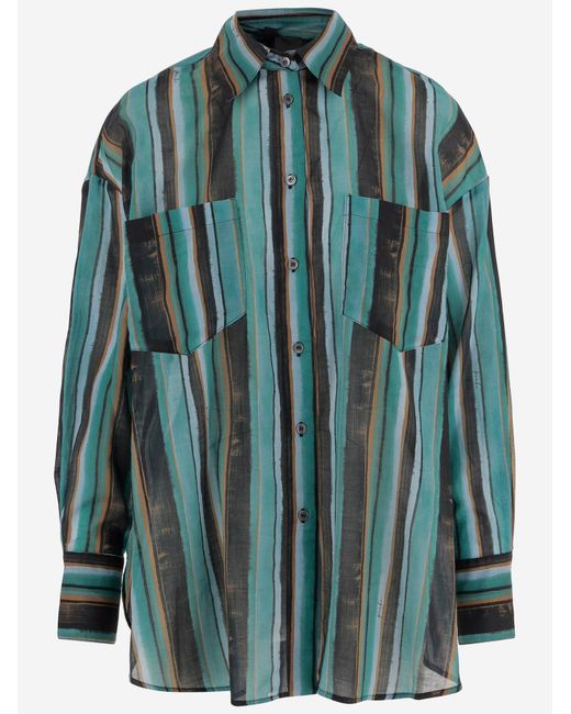Pinko Green Shirt With Striped Pattern