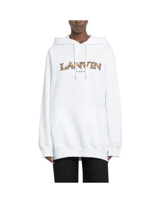 Lanvin Oversized Logo Hoodie Sweatshirt in het White