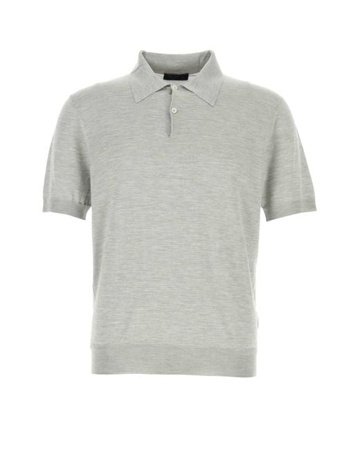 Prada Gray Silk Polo Shirt