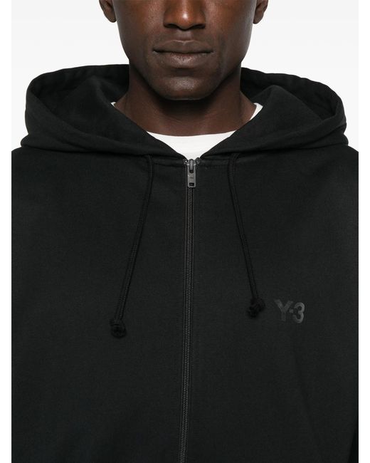 Y-3 Black Brushed Terry Hoodie With Drawstring Hood