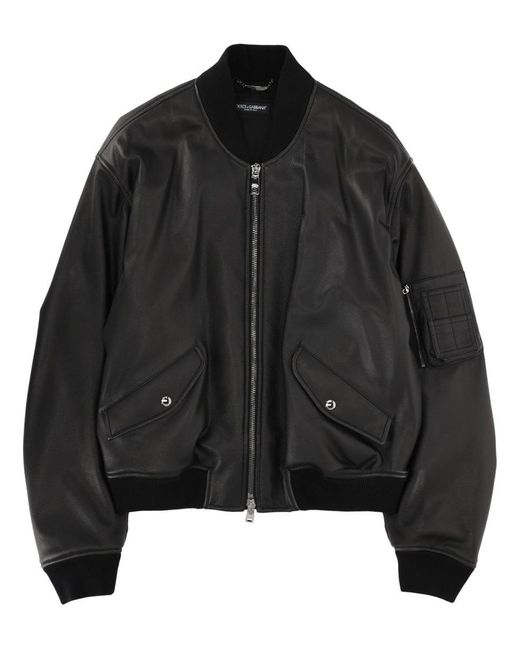 Dolce & Gabbana Black Solid Mock Collar Jacket for men