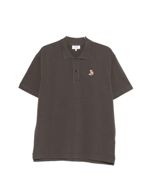 Maison Kitsuné Gray Dreaming Fox Cotton Polo Shirt
