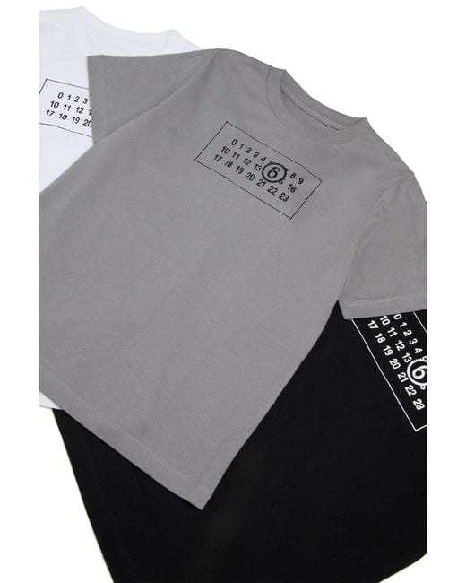 Paquete tres camisetas de logotipo MM6 by Maison Margiela de color Gray