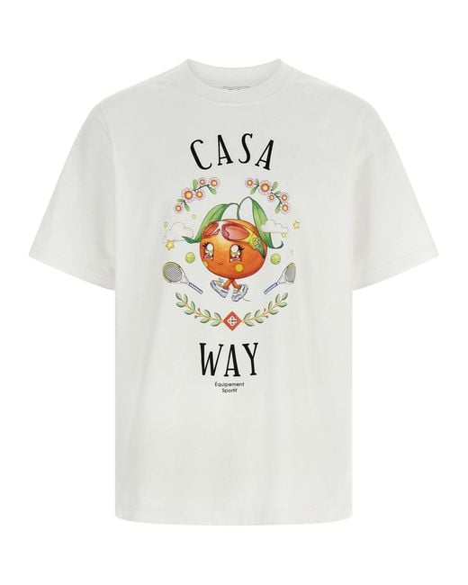 Casablanca 'Casa Way Orange Maskottchen' T -Shirt in White für Herren