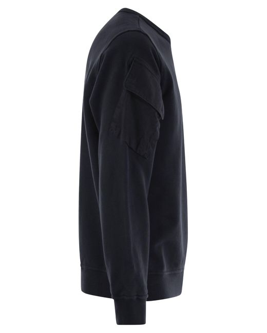 Stone Island Crew Neck Sweatshirt Met Mouwzakken in het Blue