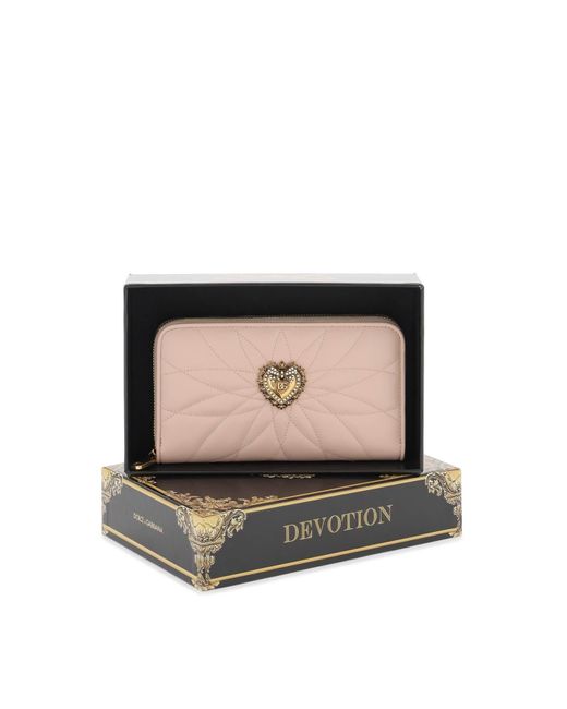 Portafoglio Zip Around Devotion di Dolce & Gabbana in Pink