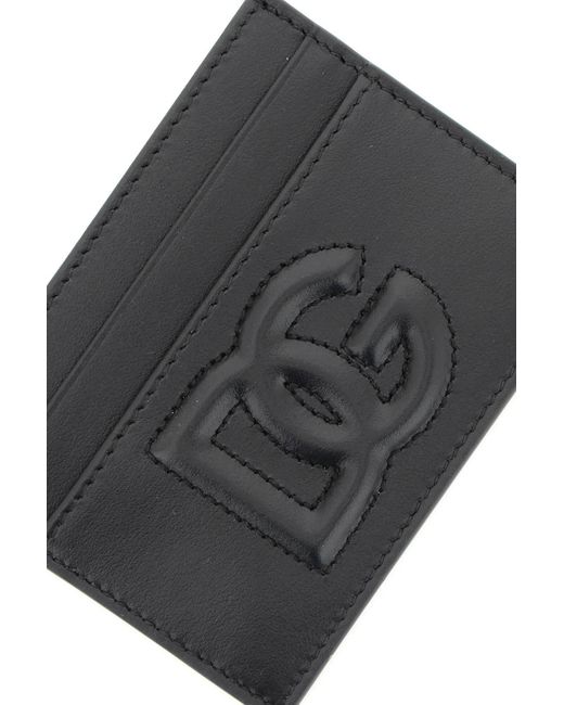 Dolce & Gabbana Black Schwarzer Lederkartenhalter mit Logo
