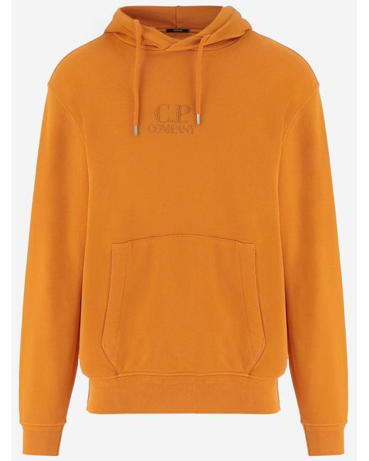 C P Company Orange Cotton Sweatshirt With Logo for men