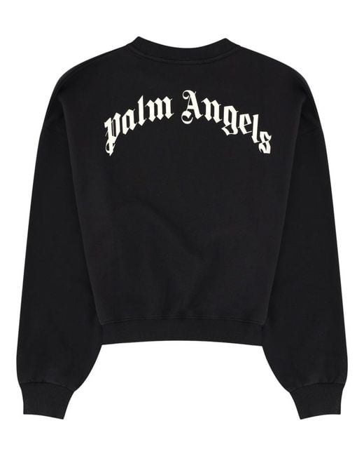 Palm Angels Black Felpa Crop Con Logo