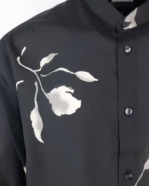 Emporio Armani Camicia Nera Floreale in het Blue